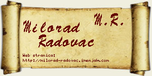 Milorad Radovac vizit kartica